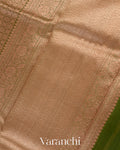 Mehandi Green Heavy Brocade Pure Kora Silk Handloom Saree