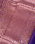 Deep Violet Heavy Brocade Pure Kora Silk Handloom Saree