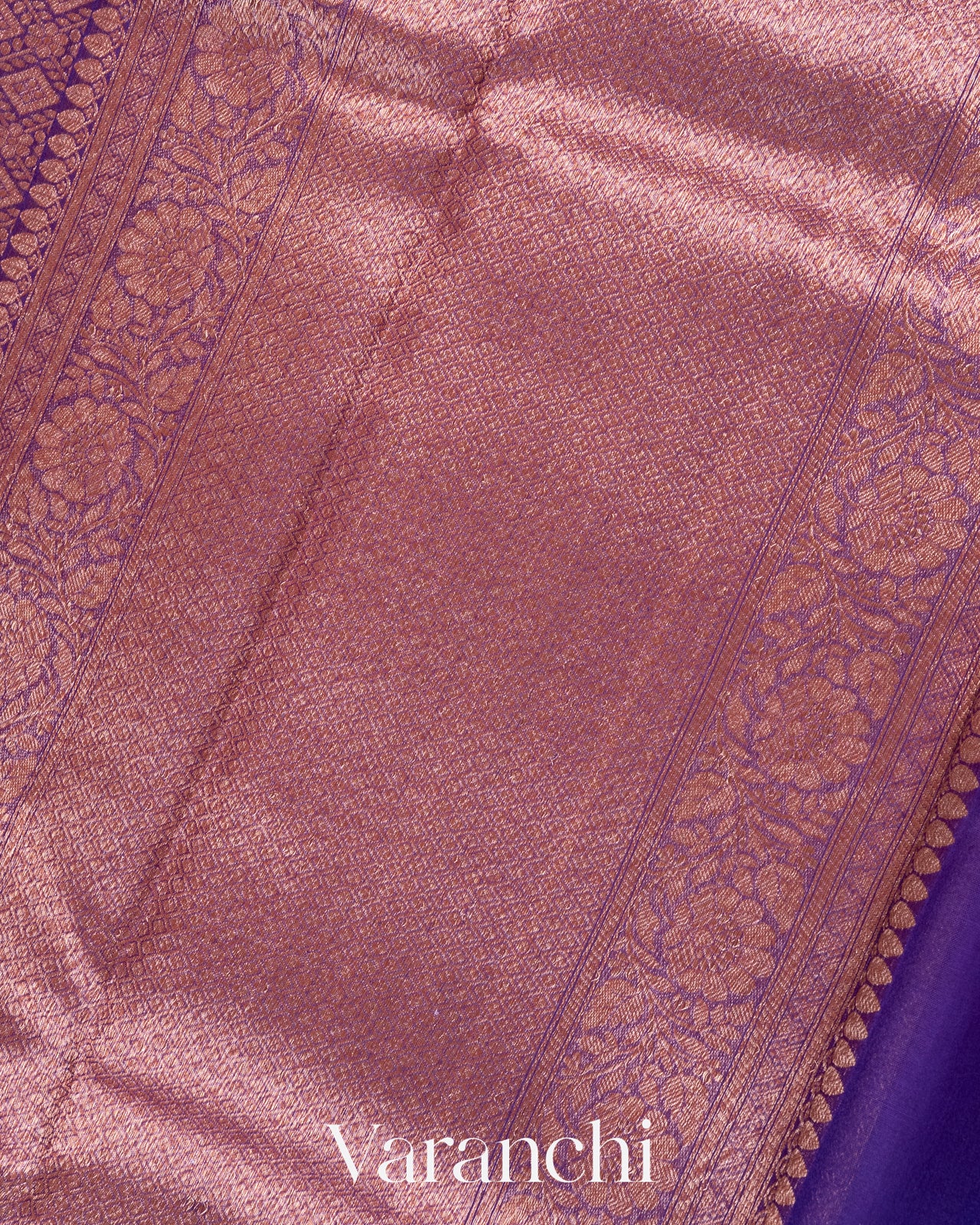 Deep Violet Heavy Brocade Pure Kora Silk Handloom Saree