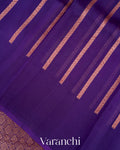 Deep Violet Heavy Brocade Pure Kora Silk Handloom Saree
