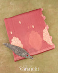 Dusty Coral Pink Borderless Pure Kora Silk Handloom Saree