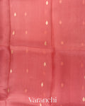 Dusty Coral Pink Borderless Pure Kora Silk Handloom Saree