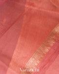 Dusty Coral Pink Borderless Pure Kora Silk Handloom Saree