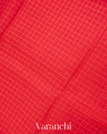 Bright Red Pure Crush Kora Silk Saree