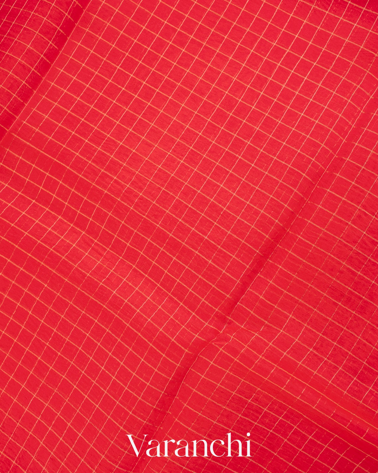 Bright Red Pure Crush Kora Silk Saree