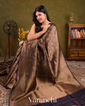 Navy Blue Heavy Brocade Pure Kora Silk Handloom Saree
