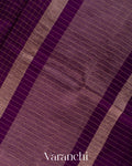 Deep Purple Checks Pure Crush Kora Silk Saree
