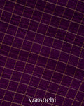 Deep Purple Checks Pure Crush Kora Silk Saree