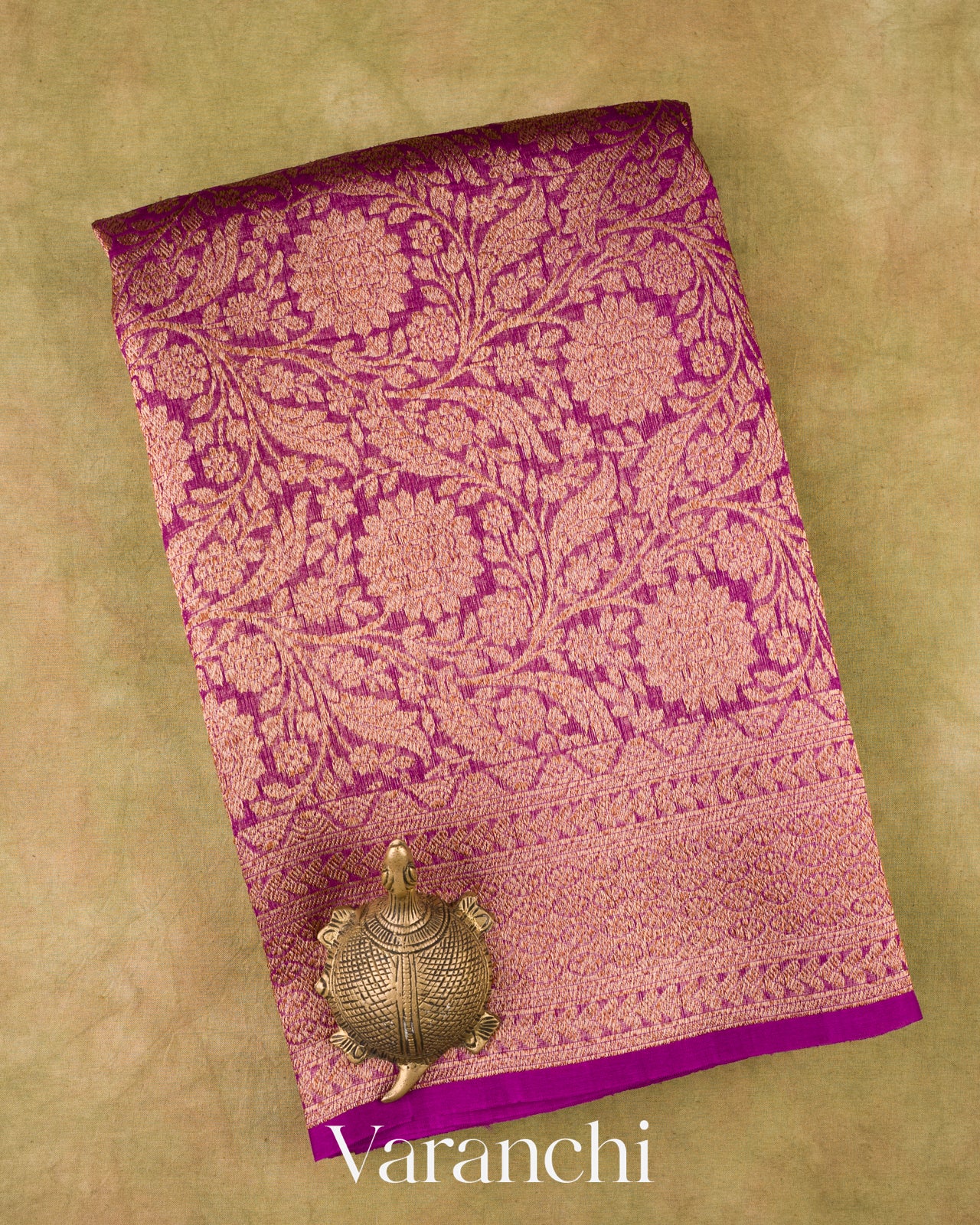 Royal Purple Heavy Brocade Pure Kora Silk Handloom Saree