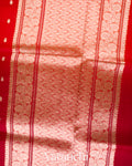 Crimson-Vermilion Red Pure Kora Silk Ombre-Dyed Handloom Saree