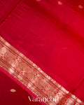 Crimson-Vermilion Red Pure Kora Silk Ombre-Dyed Handloom Saree