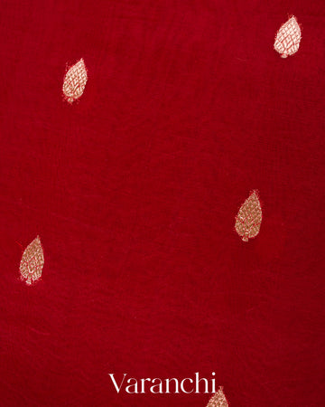 Crimson-Vermilion Red Pure Kora Silk Ombre-Dyed Handloom Saree