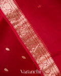 Crimson-Vermilion Red Pure Kora Silk Ombre-Dyed Handloom Saree