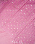Onion Pink Floral Applique and Embroidered Pure Kora Silk Saree