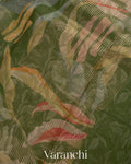 Soft Sage Green Floral Printed Pure Tissue Kora Silk Saree