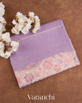 Lavender with Embroidered Border Pure Kora Silk Saree