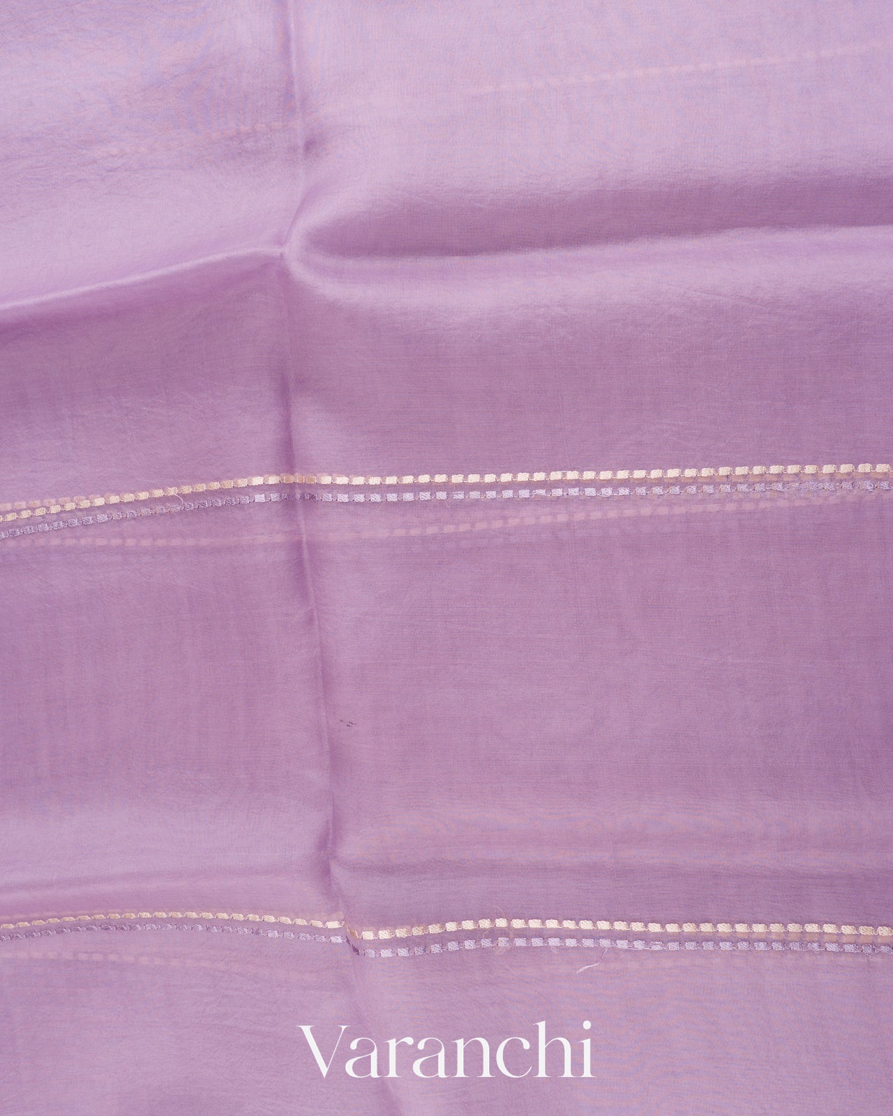 Lavender with Embroidered Border Pure Kora Silk Saree
