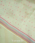 Pale Mint Embroidered and Digital Printed Pure Kora Silk Saree