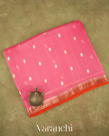 Light Pink Pure Kora Silk Handloom Saree