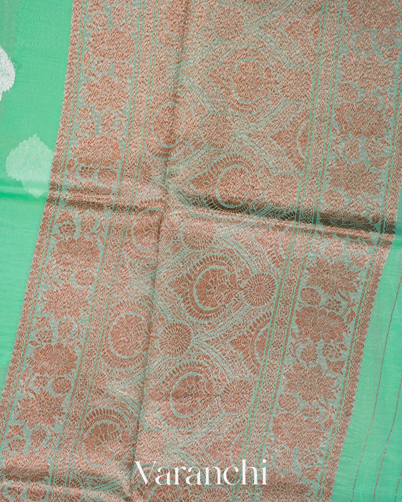 Light Aqua Pure Kora Silk Handloom Saree