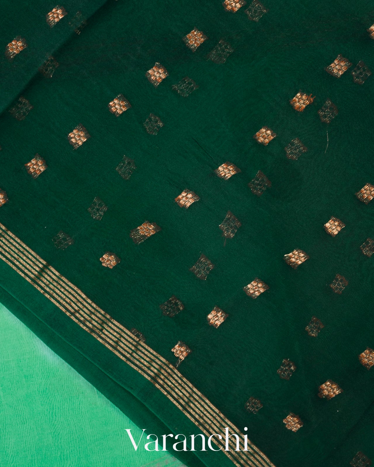 Light Aqua Pure Kora Silk Handloom Saree