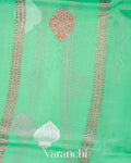 Light Aqua Pure Kora Silk Handloom Saree