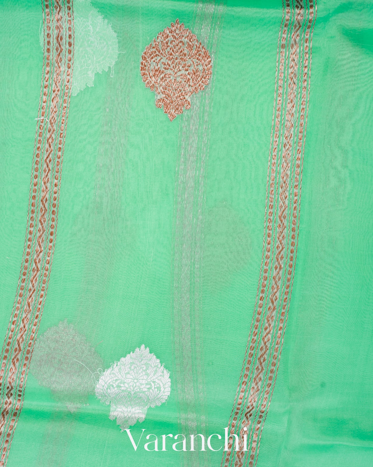 Light Aqua Pure Kora Silk Handloom Saree