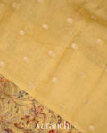 Honey Yellow Embroidered and Digital Printed Pure Kora Silk Saree