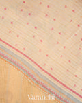 Buttercream Yellow Embroidered and Digital Printed Pure Kora Silk Saree
