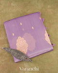 Pastel Lilac Borderless Pure Kora Silk Handloom Saree 