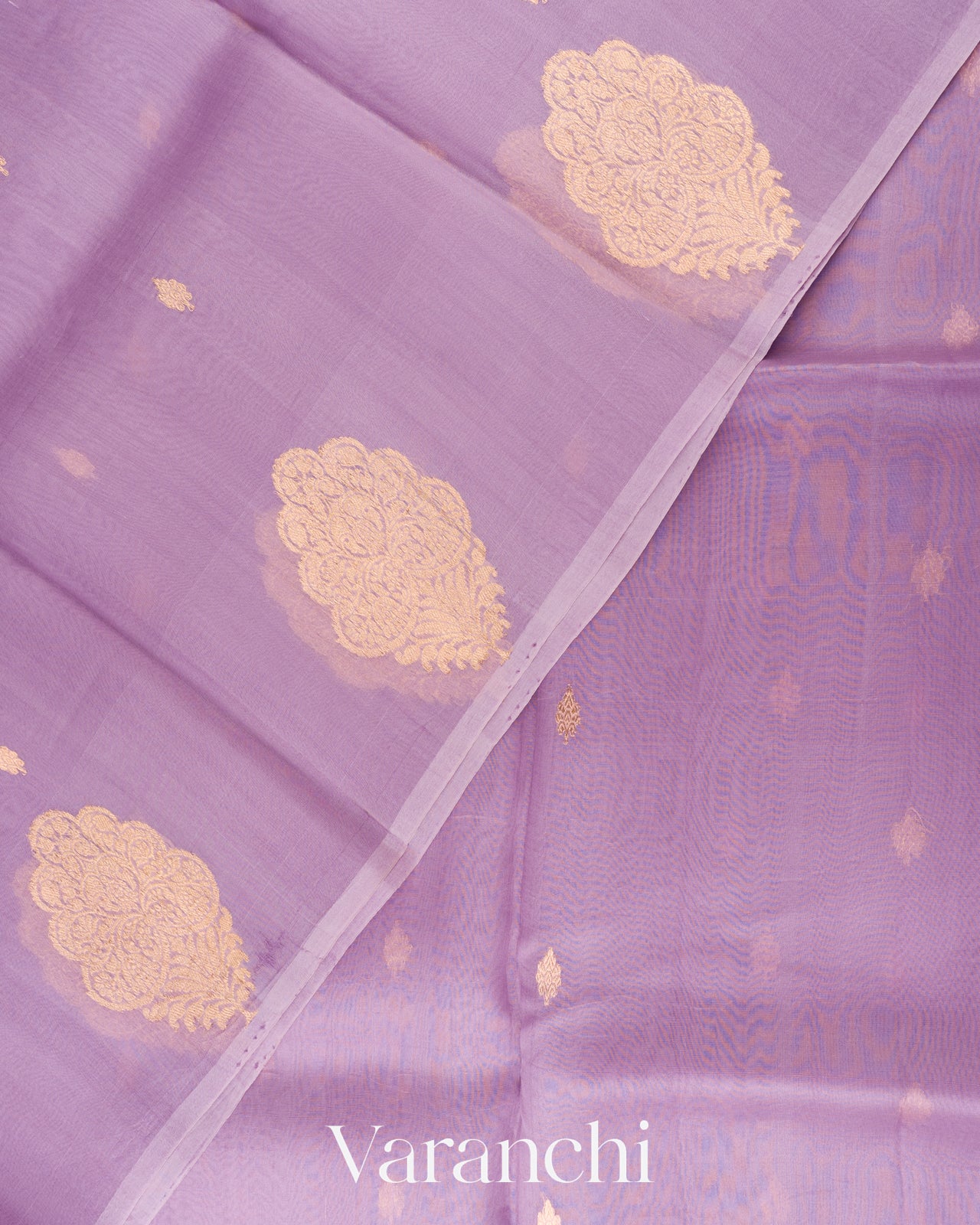 Pastel Lilac Borderless Pure Kora Silk Handloom Saree 