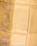 Mustard yellow Digital Printed Pure Kora Silk Saree