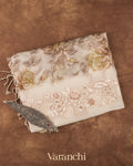 Offwhite with Embroidered Border Pure Kora Silk Saree