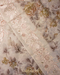Offwhite with Embroidered Border Pure Kora Silk Saree