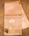 Muted Peach-Apricot Beige Pure Kora Silk Ombre-Dyed Handloom Saree 