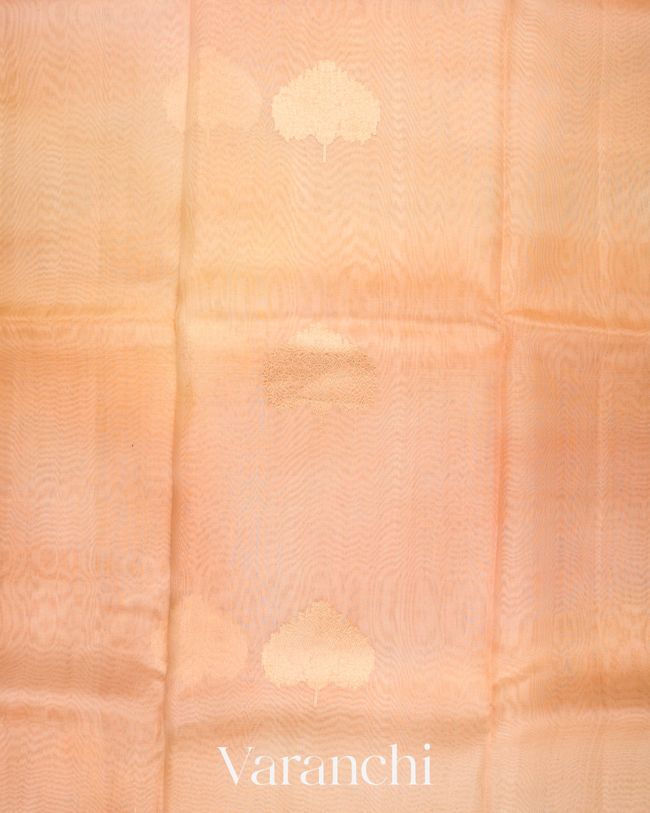 Muted Peach-Apricot Beige Pure Kora Silk Ombre-Dyed Handloom Saree 