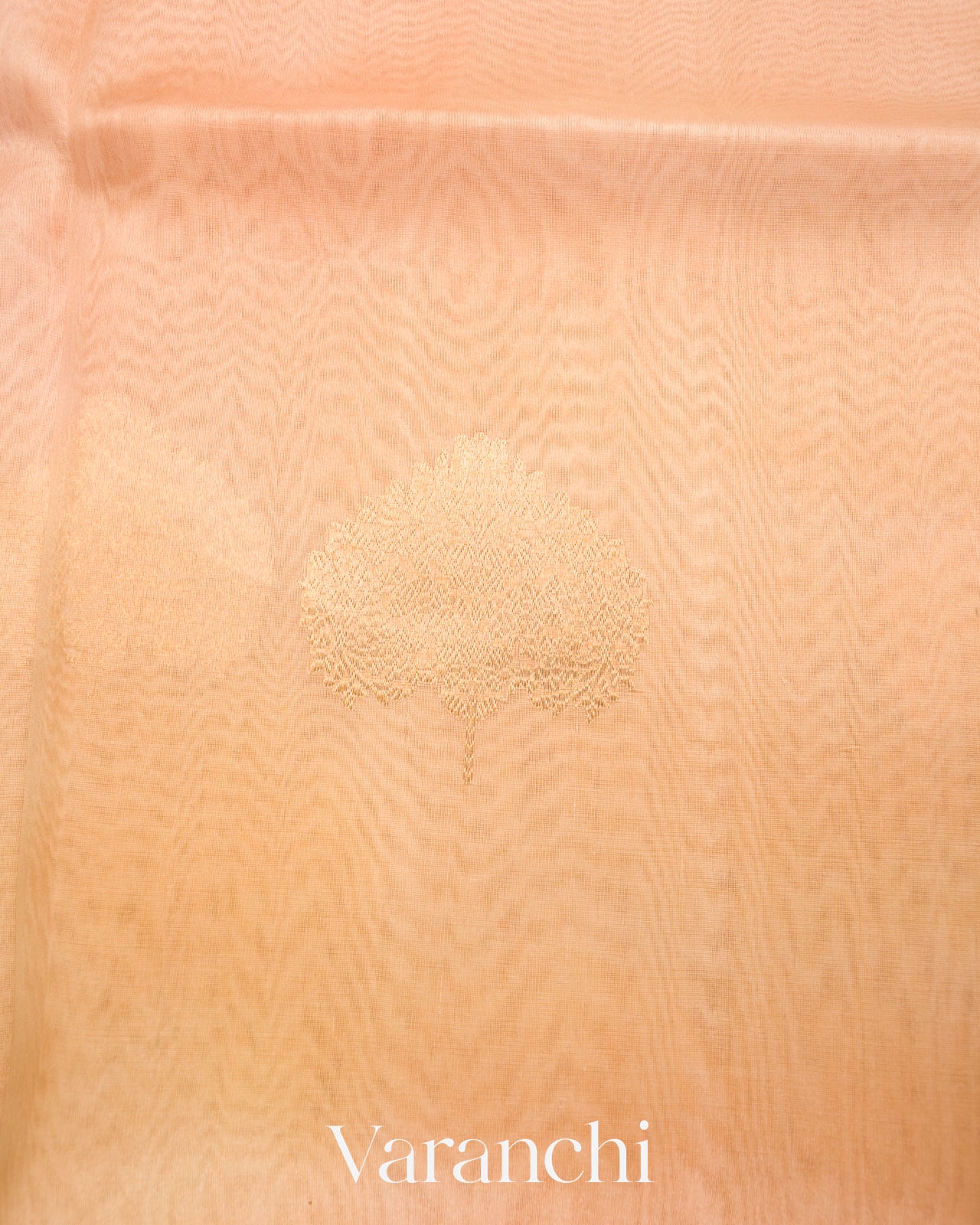 Muted Peach-Apricot Beige Pure Kora Silk Ombre-Dyed Handloom Saree 