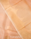 Muted Peach-Apricot Beige Pure Kora Silk Ombre-Dyed Handloom Saree 
