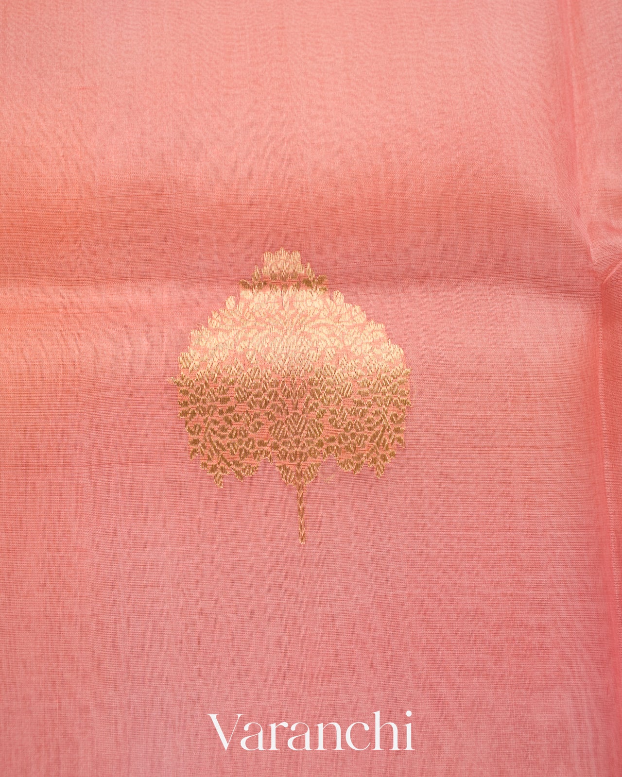 Blush Pink-Peach Rose Pure Kora Silk Ombre-Dyed Handloom Saree