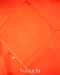 Saffron Orange Borderless Pure Kora Silk Handloom Saree 