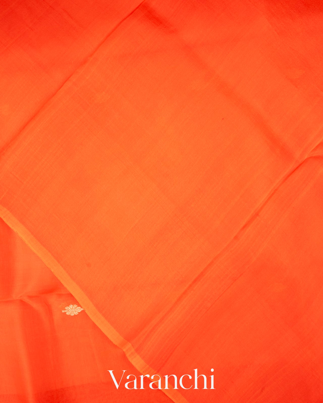Saffron Orange Borderless Pure Kora Silk Handloom Saree 