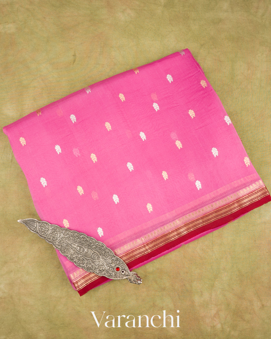 Lotus Pink Pure Kora Silk Handloom Saree