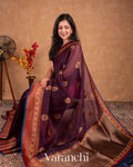 Deep Purple Pure Kora Silk Handloom Saree