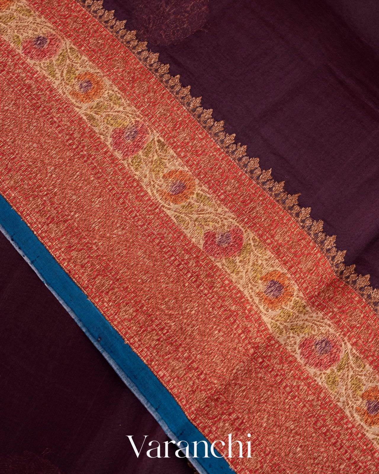 Deep Purple Pure Kora Silk Handloom Saree