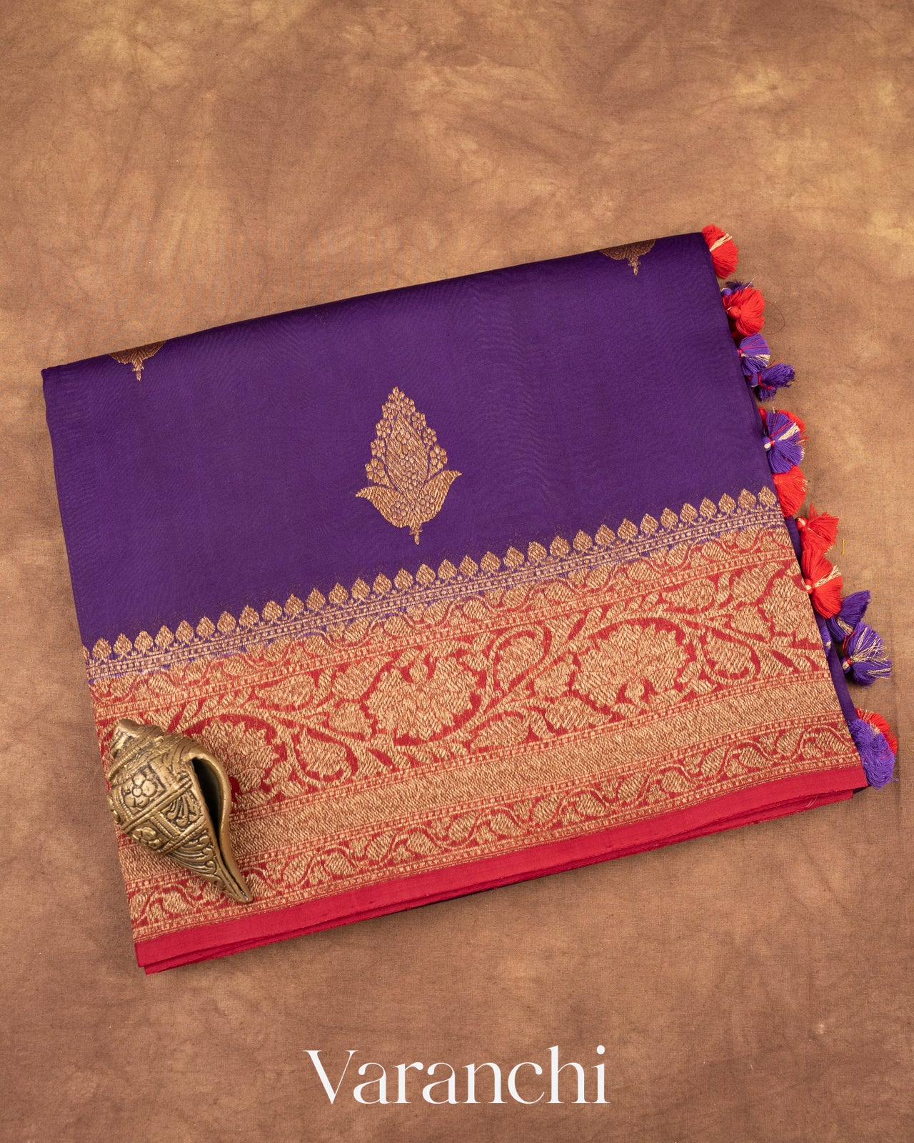 Violet Pure Kora Silk Handloom Saree
