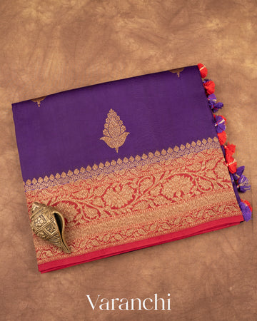 Violet Pure Kora Silk Handloom Saree