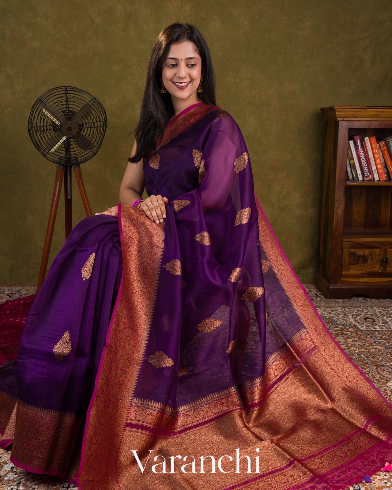 Deep Plum Purple  Pure Kora Silk Handloom Saree