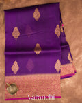 Deep Plum Purple  Pure Kora Silk Handloom Saree