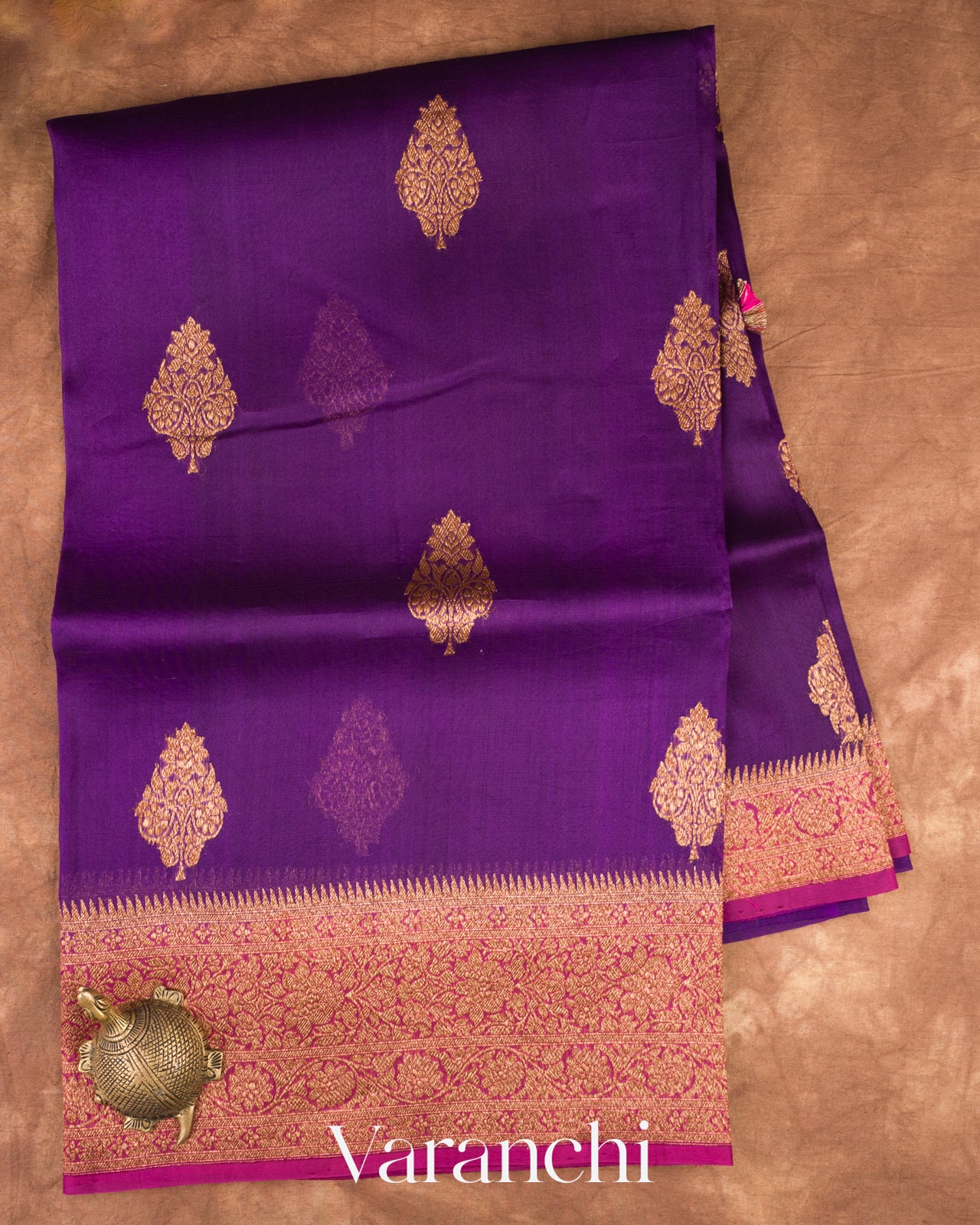 Deep Plum Purple  Pure Kora Silk Handloom Saree