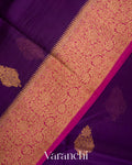 Deep Plum Purple  Pure Kora Silk Handloom Saree